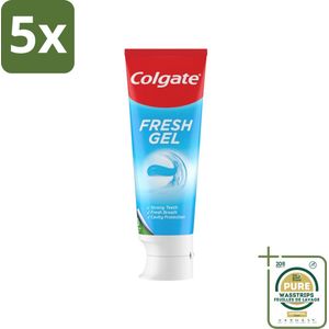 5 x Colgate Tandpasta Fresh Gel 75 ml - Grootverpakking - Tandpasta - Gaatjes Voorkomen - Frisheid - Mondgezondheid - Fluoride