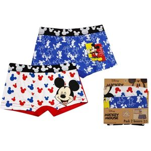 2 Pack Mickey Mouse boxershorts ondergoed jongens blauw/wit maat 6/8jr