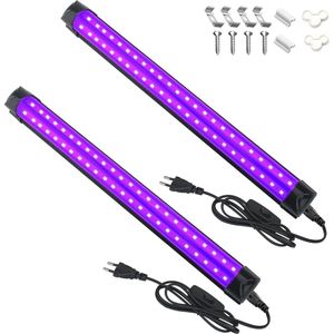 2 Stuks UV Blacklight Lamp 10W Tube LED Bar 395nm met schakelaar en stekker - voor Kerstmis Stage Lighting Party Art Exhibitions
