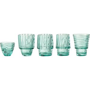 J-Line Vis bekers - drinkglas - transparant & azuur - 5 stuks - woonaccessoires