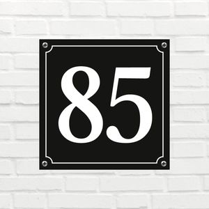 Huisnummerbord Klassiek - Nummer 85 - 14 x 11 cm - incl. bevestiging | - naambord - nummerbord - voordeur