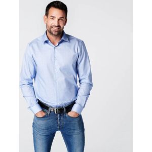 SKOT Fashion Duurzaam Overhemd Heren Fishbone Blue - Lichtblauw - Maat XXL
