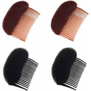 4pcs Charming Bump It Up Volume Inserts - Haar Base - Haar Kam - Beehive Haar Styler - Haar Bun Maker - Bump Up Haar Pads - Haar Hump Base voor Vrouwen en Meisjes - Zwart en Bruin