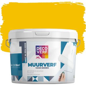 Decoverf muurverf mat, goudgeel, 4L