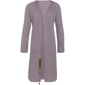 Knit Factory Luna Lang Gebreid Vest Mauve - Gebreide dames cardigan - Lang vest tot over de knie - Zwart damesvest gemaakt uit 30% wol en 70% acryl - 40/42