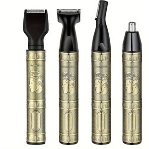 4in1 Miguan Scheerapparaat Set - Oplaadbare Vintage Trimmer met Body Shaver, Precisie en Baardtrimmer, Oor/Neustrimmer- Voor de perfecte Lichaamshaar verzorging voor Dames en Heren - Kleur: Goud