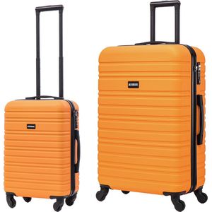 BlockTravel kofferset 2 delig ABS ruimbagage en handbagage 39 en 74 liter - inbouw TSA slot - oranje