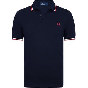 Fred Perry - Polo Navy White Red - Slim-fit - Heren Poloshirt Maat 3XL