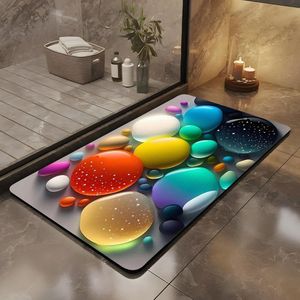 Badmat steen (3D-patroon) badmat, antislip badkamertapijt, absorberende badmat, 80 x 50 cm, sneldrogende badmat, garneer de stemming (glas, 60 x 40 cm)