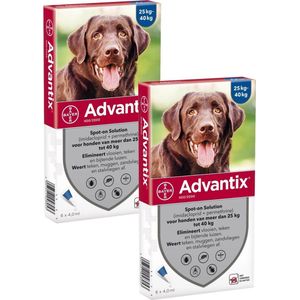 Bayer Advantix Vlooien & Teken Pipetten - Hond 24 tot 40kg - 2 x 6 stuks
