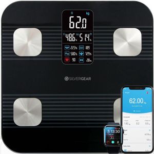 Slimme Bluetooth Weegschaal met Lichaamsanalyse | 17 Meetfuncties voor Gewicht, BMI, Lichaamsvet, Spiermassa en Hartslag | Digitale Personenweegschaal met App