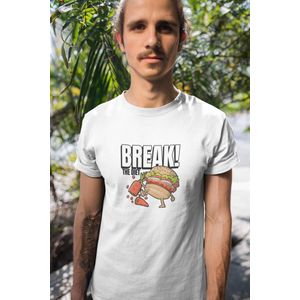 Shirt - Break the diet burger - Wurban Wear | Grappig shirt | Dieet | Unisex tshirt | Fast food | Airfryer | Sport | Verwenpakket | Wit & Zwart