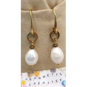 Jeannette-Creatief® - Beach - Zoetwaterparels & Brons - Bronzen Oorbellen - Oorbellen Zoetwaterparels - Zoetwaterparels - Dames Oorbellen - Oorbellen met Parels - Pearls - Earrings with Pearls
