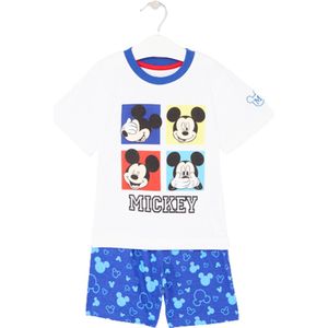 Mickey Mouse shortama - wit met blauw - Disney Mickey pyjama - maat 92 - katoen