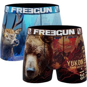 Freegun microvezel heren boxershorts - maat S - 2-pack - Duo Beer/hert