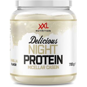 XXL Nutrition - Delicious Night Protein - 100% Micellar Caseïne Eiwit - Eiwitpoeder Proteïne Shake - Eiwitgehalte 79% - Vanille - 700 Gram