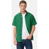 camel active Korte mouwen overhemd van linnen-katoenmix - Maat menswear-L - Dennengroen