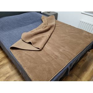 SPECIALE AANBIEDING Luxe deken gemaakt van 100% natuurlijke wol van Merinosschapen uit Australië 160x200 cm, kleur camel-bruin, Wollen Dekbed in 100% zuivere Australische Merino scheerwol Woolmark-certificaat