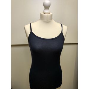 Dames basic tank top Lois met spaghettibandjes navy donkerblauw dunne bandjes S/M