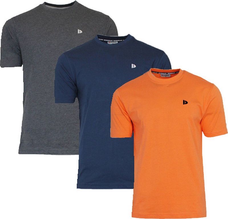 3-Pack Donnay T-shirt (599008) - Sportshirt - Heren - Charcoal-marl Navy Apricot orange (572)