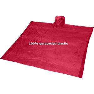 300 stuks ponchos - 100% gerecycled kunststof- Rood Transparant
