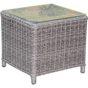 AVH-Outdoor - Toscane - Bijzettafel - Grijs - Aluminium - Kunststof Vlechtwerk - Glasplaat