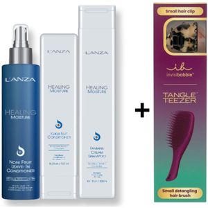 Lanza Healing Moisture Shampoo & Conditioner + Moi Moi Moisturizing Mist + Tangle Teezer