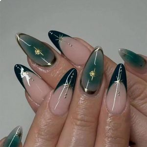 24 stuks stiletto kunstnagels om op te drukken - acryl - bruin - ombre - nagelaccessoires