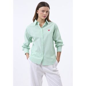 Felix Hardy - Overhemd - Groen - Oversize Blouse - Poplin Katoen Linnen - Lange Mouw Dames