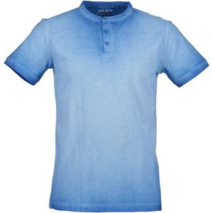Blue Seven heren shirt - shirt henley heren - 302775 - blauw - met knoop - korte mouwen - 3XL
