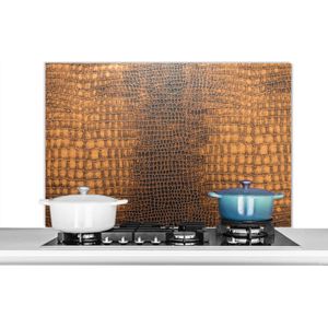 Spatscherm keuken 100x65 cm - Kookplaat achterwand Inductie beschermer - Leer - Structuur - Dierenhuid - Muurbeschermer - Spatwand fornuis - Hoogwaardig aluminium