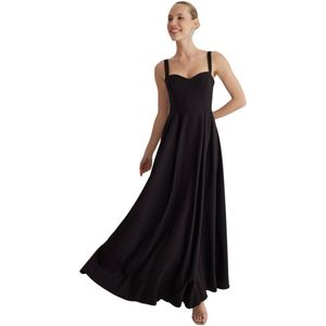 Trendyol Zwarte A-Lijn Rug Met Strikdetail, Geweven Lange Elegante Avond- En Nachtjurk Voor Afstuderen Tprss25Ae00020