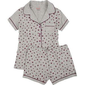 La V shortama met stippenprint Grijs 140-146