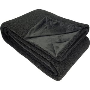 SoFaaS Luna Plaid – Antraciet – 150×200 cm – Luxe Teddy Fleece Deken – Sherpa Look & Velvet Binnenzijde – Super Zacht en Warm – Plaid voor Bank en Bed