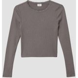 T-shirt - Slim-fit - Lange Mouwen - Geribde Stof