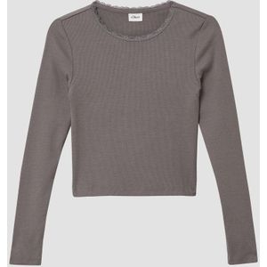 T-shirt - Slim-fit - Lange Mouwen - Geribde Stof