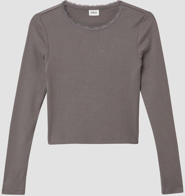 T-shirt - Slim-fit - Lange Mouwen - Geribde Stof