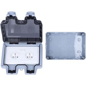 Waterdicht Buitenstopcontact Franse Standaard 250V 16A Buitenwandcontactdoos IP66 Weerbestendig Dubbel