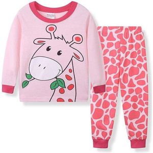 Meisjes Pyjama - Roze - Dierenprint - Giraffe - Pyjamaset maat 92-98 (3T)