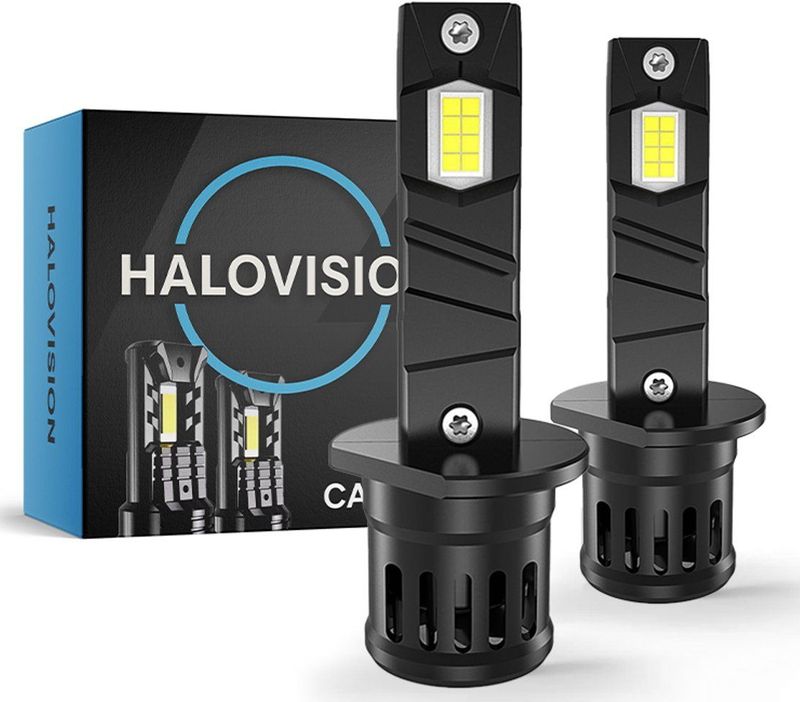 HaloVision Turbo LED Koplampen H1 – 150W 30000Lm 6000K Helder Wit – Canbus Plug en Play Dimlicht Grootlicht LED Set van 2 Autolampen