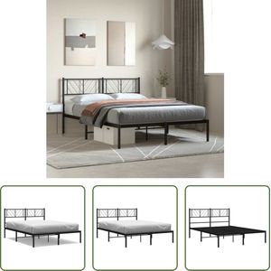 The Living Store Klassieke Metalen Bedframe - Robuuste Constructie - Metalen Latten - Extra Opbergruimte - Comfortabele Ondersteuning - Kleur Zwart - Afmetingen 196x125x90 cm - Geschikte Matras 120x190 cm - Montage Vereist