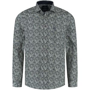 Fellows United Shirt lange mouw leaves Green Moss (52.6503 - 173)