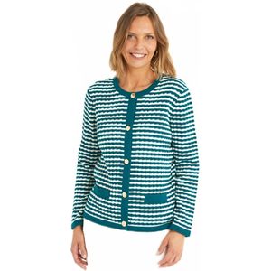 Gestreept vest met knoopsluiting, ronde kraag en gouden knopen