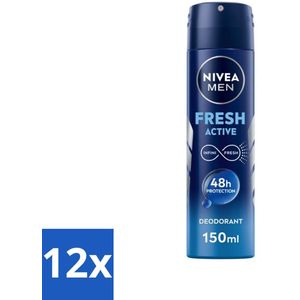 12 x NIVEA MEN - Deodorant Spray - Fresh Active - 150 ml -