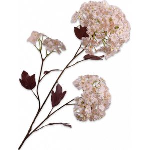 Silk-ka Kunstbloem-Zijden Bloem Sneeuwbal Tak Crème-Roze 69 cm