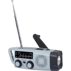 Zelfwerkende zwengelradio met led-zaklamp SOS-alarm AM/FM en weerlicht voor noodlading van smartphone - XLN-383WB