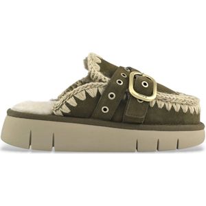 Mou - Leren Klompen - Groen - Handgemaakt - Zachte Binnenzool van Schapenvacht