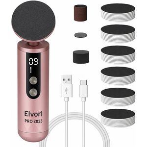 Elvori® Elektrische Eeltverwijderaar – Professionele Voetvijl – Draadloos & Oplaadbaar – Voor Zachte & Gladde Voeten – Inclusief Rollers & Accessoires