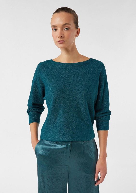 comma - Gebreide Trui - Glitter - Vleermuismouwen - Boothals
