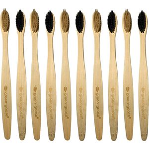 10 Duurzame Bamboe Tandenborstels - Uniek borstel design - 100% Eco-vriendelijk - Grijs